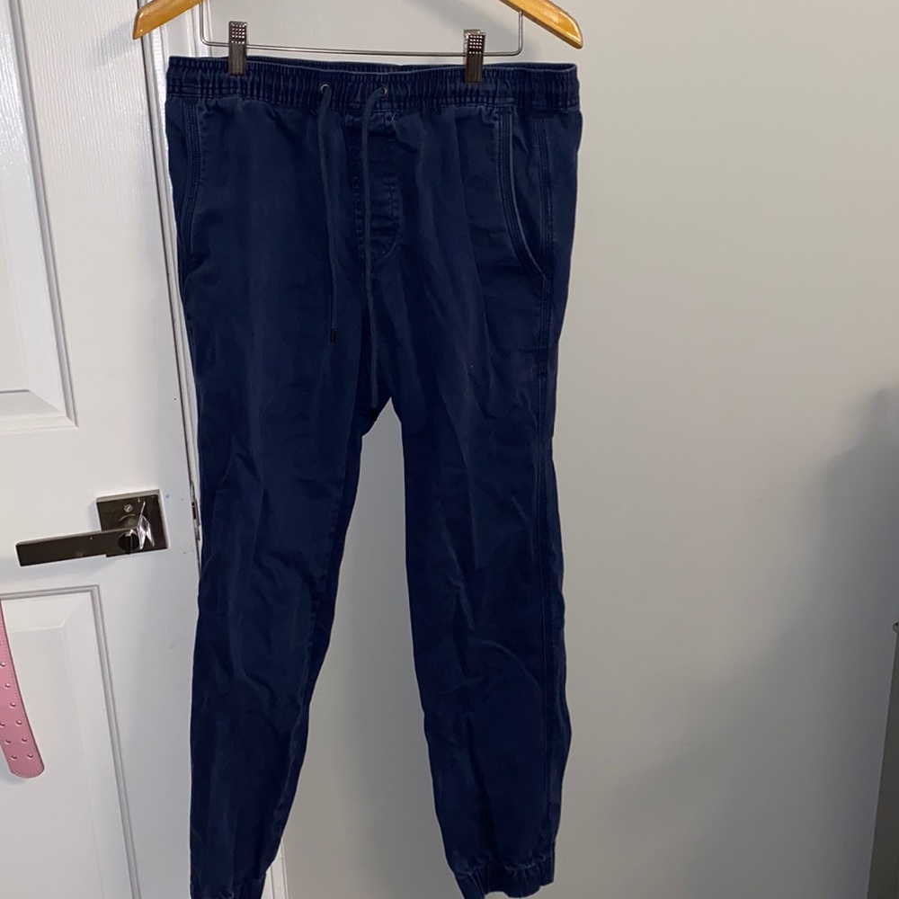 Navy Blue Drawstring Khaki Joggers